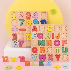 Colorful Alphabet Number Puzzle Kayu Kids Intelligent Matching Game Anak Preschool Toys Educational Awal