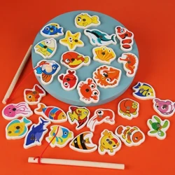Gỗ Từ Tính Đồ Chơi Câu Cá Cha Mẹ-Con Tương Tác Montessori Nhận Thức Số Sinh Vật Biển Hoạt Hình Giáo Dục Sớm Kid Quà Tặng