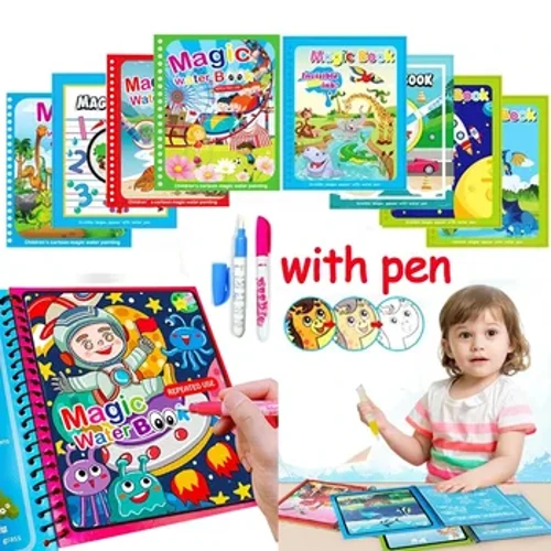Mga Laruan sa Maagang Edukasyon ng mga Bata Magical Book with Pen Water Drawing Montessori Toys Gift Reusable Coloring Book Magic Drawing Book