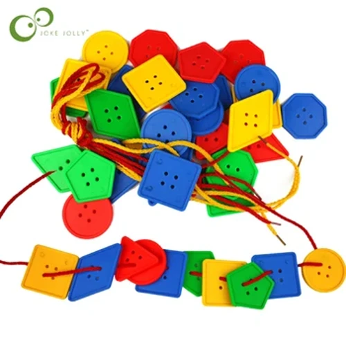30 Chiếc Montessori Đồ Chơi Đồ Chơi Giáo Dục Cho Trẻ Em Đầu Học Tập Khối Hình Học Ren Nút Máy Trợ Giảng GYH