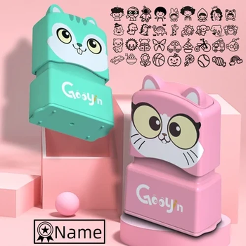 Bērnu vārda zīmogs Pielāgots skolēna vārda zīmogs bērnudārza apģērbs ūdensizturīgs vārda uzlīme Kawaii Montessori zīmogs dāvana
