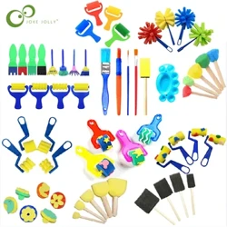 Pecynnau Brwsh Stamp Sbwng Plant Bach Teganau Lluniadu Blodau i Blant Paentio Addysgol DIY Celf Crefft Offer Creadigrwydd DDJ
