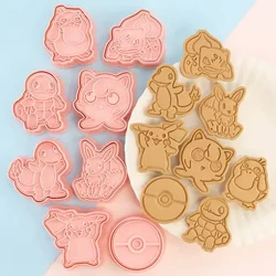 Täze 6 sany / Pokemon şekillerini düzüň Kukiler kesijiler multfilmi DIY çörek bişirilen galyndy biskwit metbugat möhüri Embosser şeker süýji tort tort galyndylary