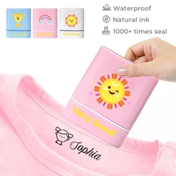 Lustiger Cartoon, motivierende Ermutigung, Kinderkleidung, personalisierter Stempel, Baby, Schüler, individueller Schulname, wasserfest