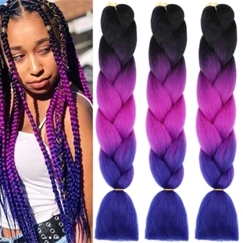 3 puh/lot lauoho lauoho 24 ʻīniha Ombre Jumbo wili lauoho hoʻonui kiʻekiʻe wela Jumbo Braids no ka Twist Crochet lauoho (ʻeleʻele a