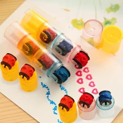 3 ცალი Baby Colorful Ink Pad Stamp Seal სკოლამდელი აღზრდის სასაცილო სათამაშოების სასწავლო მულტფილმი DIY Roller Drawing Diary Tool საბავშვო მელნის საფენი საჩუქარი
