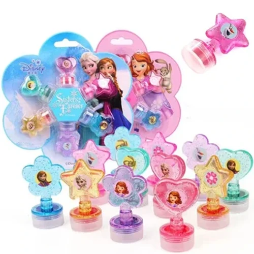 Set di sigilli Disney Frozen Anna ed Elsa Princess Set di timbri per cartoni animati Strumenti di disegno Giocattolo per bambini Incoraggia i regali di forniture artistiche per sigilli