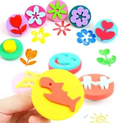 6 Pcs EVA Pintura Belakiak Stamper Haurrak Marrazteko Jostailuak Lore Animalen Txantila Zigiluak Ikasteko Jostailu Hezigarriak Haurrentzako Artisautza Artea