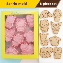 8 buc/set Sanrio Figures Forme pentru prăjituri desene animate Hellokitty DIY Matriză pentru panificație Biscuiți Presă Ștampila Embosser Zahăr Pastă Tort Mold