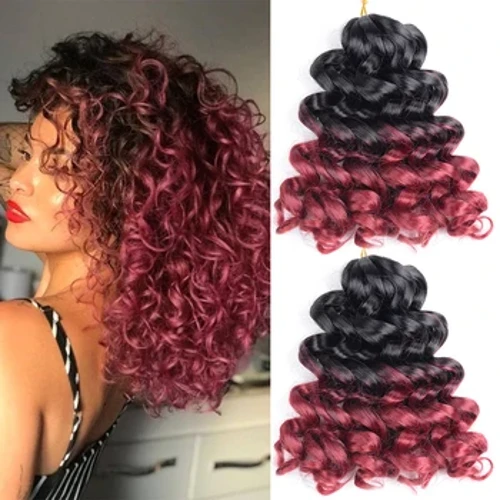 Synthetesch Deep Curly Twist Crochet Hoer 12 Zoll Waasser Wellen Twist Crochet Hoer Ombre Brown Braiding Hoer Extensions Fir Fraen