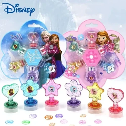 Set Sêl Rewi Disney Anna ac Elsa Princess Offeryn Lluniadu Set Stamp Cartŵn Tegan Plant Annog Sêl Cyflenwadau Celf Anrhegion