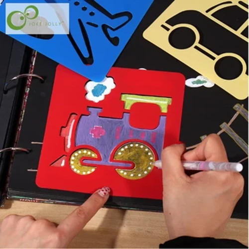 6pcs Plastic Picture Crtanje Predložaka Šablone Lenjira Slikanje Kids Diy Art Papir Bojanke Kartice Struganje Igračke za crtanje GYH