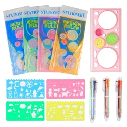 Rialóir Líníochta Ealaíne Spirograph Leanaí Teimpléad Péinteála Lámhdhéanta DIY Teimpléad Ilfheidhmeach Cartún Dathanna Forbartha Bréagáin Bronntanais TMZ