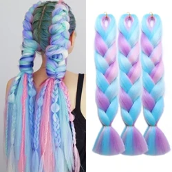 24-дюймові омбре веселка змішаних кольорів Jumbo Braids для дредів Box Braids Синтетичне плетіння волосся