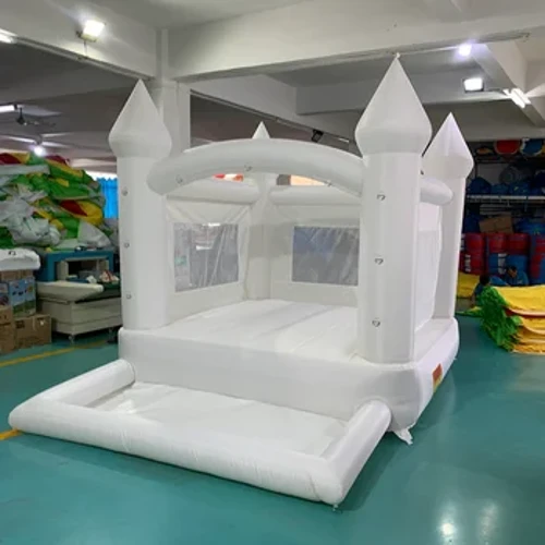 Springkasteel 3.7*2.7*2.6M Wit Springhuis Voor Kinderen Springkasteel Wit Voor Kinderen Met Blower glijbaan Outdoor Speelgoed