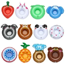 1PC Inflatable ผู้ถือเครื่องดื่ม Inflatable ถ้วย Coasters สระว่ายน้ำลอยเครื่องดื่มลอยสระว่ายน้ำ Floaties บาร์ Coasters ของเล่นเด็ก