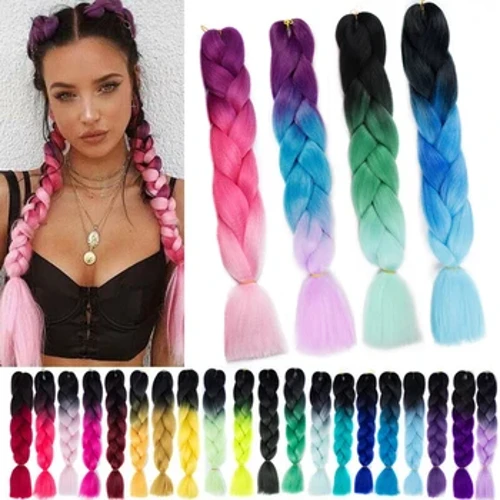 ʻEleʻele Hōkū ʻEleʻele Jumbo Lai lauoho lōʻihi 24 ʻīniha lauoho hoʻonui 100g/Pcs Ombre Synthetic Braids lauoho Twist wili lauoho no nā wahine