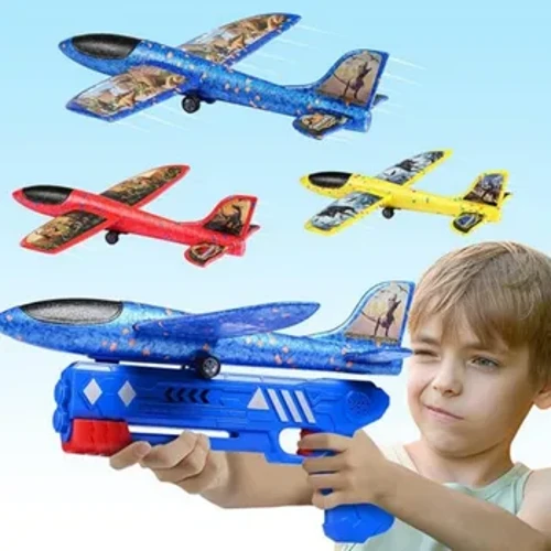 Mga Laruan ng Mga Laruan ng Catapult Plane Gun-style na naglulunsad ng sasakyang panghimpapawid Gunner na nagtatapon ng mga laruan ng sasakyang panghimpapawid para sa mga batang kaarawan ng mga regalo