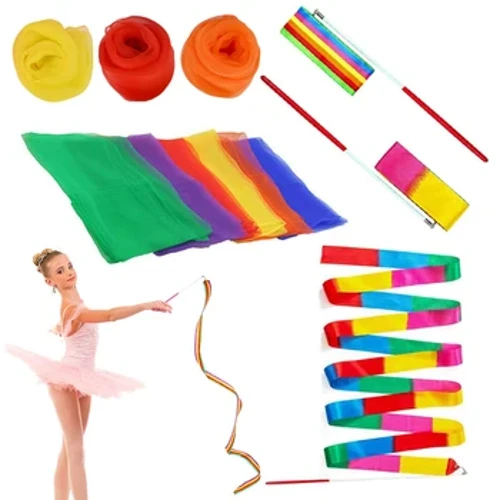 Kanner Handheld Ribbon Sechs Faarf Schal Nylon Kanner Outdoor Sports Spillsaachen Übung Spillschoul Dance Performance Requisiten TMZ
