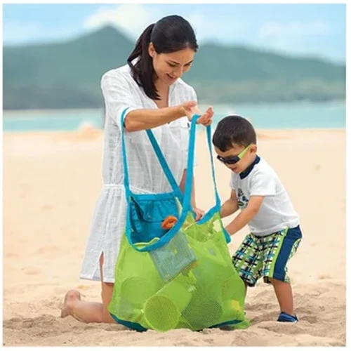 1 borsa da spiaggia in rete di sabbia per interni ed esterni, durevole, portatile, borsa a mano, nuoto, sport, giocattoli, raccolta, per bambini, borsa per bambini
