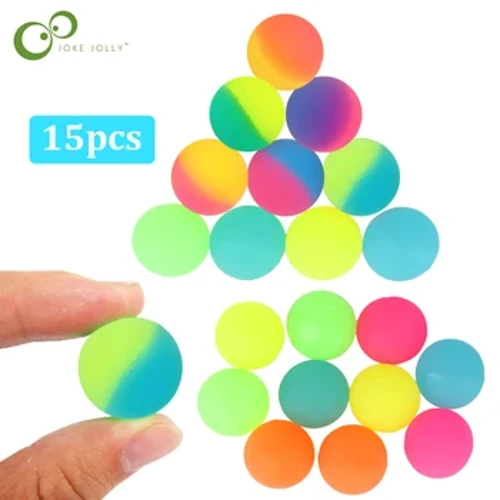 15Pcs/lot Liathróidí Bréagán Preab Ard Páistí Cóisir Bronntanas Maisiú Fabhrach Páistí Patrún Liathróid Preabadh Dath Ithir Liathróid Preab Dhá-dath