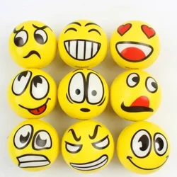 6Pcs/lot 6.3cm Liathróid Cúr Miongháire Squeeze Liathróid Faoiseamh Liathróid Bréagán Láimhe Cleachtadh Aghaidh Liathróidí Bréagán PU Do Leanaí