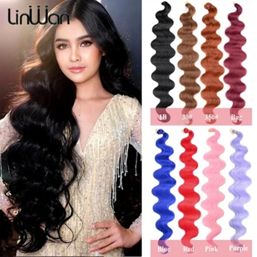 22" Ocean Wave Crochet Braids Hår Syntetisk Hår Body Wave Braiding Hårforlengelser Myk Løs Wave Braids Hår Gratis frakt