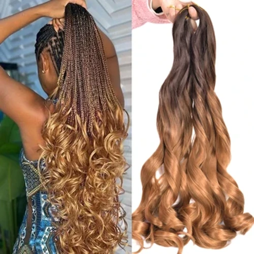 Loose Wave Spiral Curl punokset synteettiset hiukset ranskalaiset kiharat letkut hiustenpidennykset korkean lämpötilan Ombre esivenytetyt hiukset