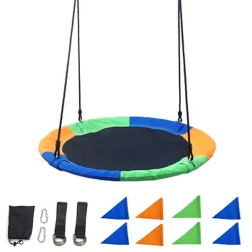Lele Saucer Tree Swing Set 100CM Garden Swing Nā keiki e kau ana i ka noho i loko o waho o ka platform ipu ipu 660lb na keiki a me nā mākua i waho o ka pāʻani.