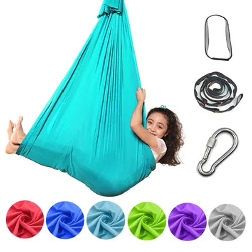 Barn Hängmatta Elastisk Säng Inomhus Utomhus Gunga Justerbar Hängmatta Yoga Fitness Tool med förlängningsremmar Karbinhakar
