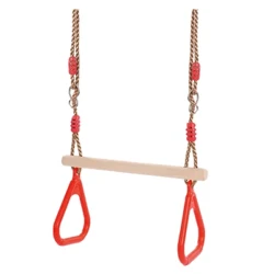 Swing Trapeze Pren Plant Gyda Modrwyau Ar Gyfer Hwyl Awyr Agored Dan Do