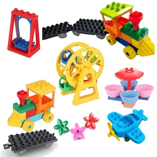 Lớn Khối Xây Dựng Cầu Trượt Xoay Bập Bênh Công Viên Sân Chơi Series Trụ Gạch Lớn Cho Trẻ Em Đồ Chơi Giáo Dục Tấm Bãi Đỗ Xe Ô Tô