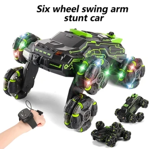 6 Roth Sprae RC Stunt Car 4WD Swing Arm Drift Feithicle Gothaí Ionduchtú Dífhoirmiúchán Carr Cianrialú le Light Boy RC Bréagáin