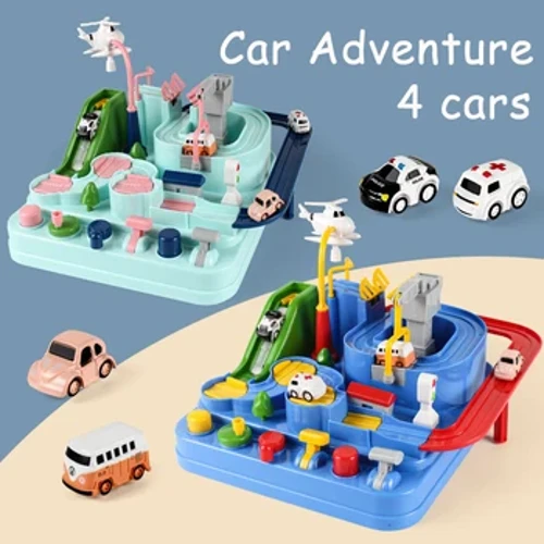 Xe Đường Sắt Đường Đua Xe Lửa Đồ Chơi Cho Trẻ Montessori Trẻ Em Xe Đua Cơ Khí Phiêu Lưu Não Bàn Trò Chơi Quà Tặng Giáng Sinh Đồ Chơi