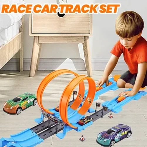 Željeznička trkaća staza Set za igru ​​Mini kompleti brzih trkaćih automobila Obrazovni Diy Race Carecational Interactive Dječaci Dječja igračka