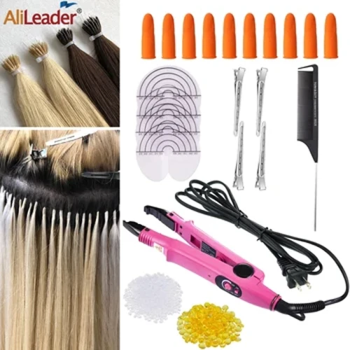 Pro Saç Uzantıları Araçları Fusion Isı Demir Bağlayıcı Değnek Eritme Aracı Seti İtalyan Keratin Tutkal Saç Klipleri Parmak Koruyucu Tarak