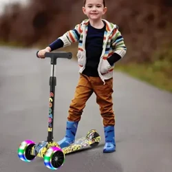 Mới Xe Trượt Scooter Trẻ Em Thời Trang Thoáng Mát 3 Bánh Xe Sáng Graffiti Xe Tay Ga Đồ Chơi Ngoài Trời Di Động Có Thể Gập Lại Trẻ Em Xe Đạp Cân Bằng đồ Chơi