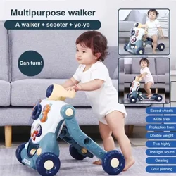 Barn åkbar leksak Spädbarn tre i en rullator Multifunktion rullatorvagn för tidig utbildning Scooter Babyscooter Leksaksbil Trehjuling