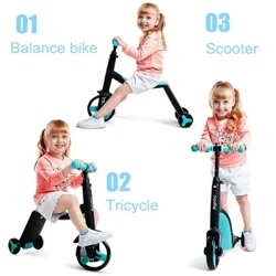 Trottinette 3 en 1 pour enfants, planche + Tricycle + vélo d'équilibre, jouet pour garçon et fille, Scooter réglable, cadeau d'anniversaire pour tout-petits