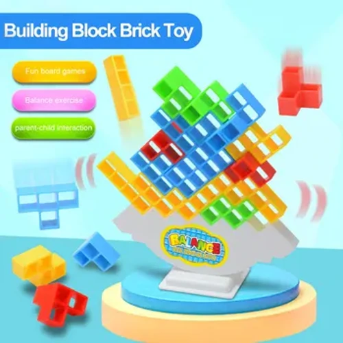 16-64Blocks Building Block Brick Toy Balance Stacked Tetra Tower Game Swing High Russian Building Blocks Stack Kid Desktop Toy