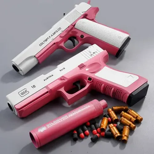 Pistola de brinquedo bala macia armas de brinquedo m1911 escudo ejetado espuma dardos blaster manual arma airsoft com silenciador para crianças adultos