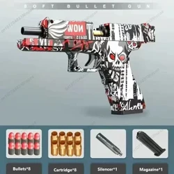 Glock Toy Pistol Soft Bullet Toy Guns M1911 Shell Ejected Foam Darts Blaster Прирачник Airsoft Weapon with Silenceer за деца Возрасни