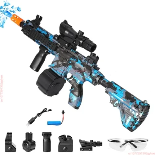 Gwn tegan bom dŵr byrstio trydan M416 ar gyfer bechgyn a merched gwn tegan bom grisial awyr agored rhodd tegan plant