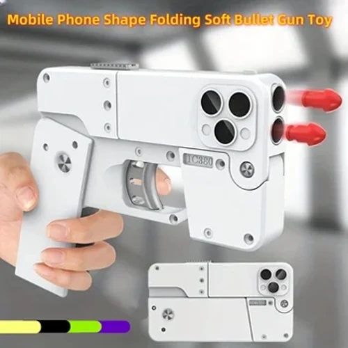 Handy Form Klappt Soft Bullet Gun Toy Neiegkeet Spillsaachen, Erwuessener a Kanner Kreativ Bullet Gun Sports
