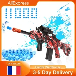 Arma de brinquedo elétrica de luxo m416, arma de bola ecológica, automática com 11000 óculos de queda, jogo ao ar livre para crianças e adultos