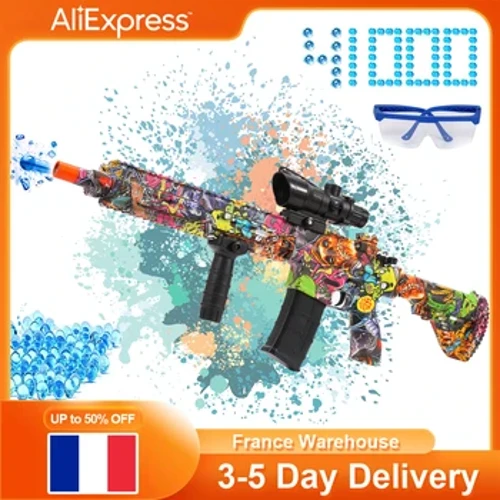 M416 Graffiti Electric Splatter Ball Toy Gun Offical & Manual 2 in 1 Those Toys CS Forgth for Children Adult with Goggles