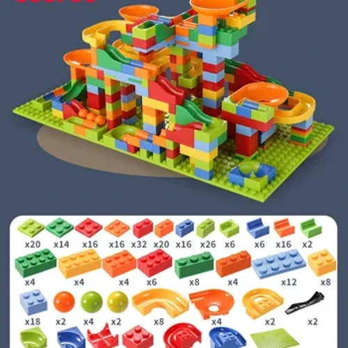 168-336PCS Marble Race Run Blocks Maze Ball Track Building Blocks Plastic Funnel Slide Assemble DIY Bricks საბავშვო საშობაო საჩუქარი
