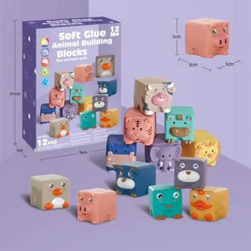 Cartunato di cartoni animati per bambini giocattoli di assemblaggio puzzle per neonati giocattolo da bagno a blocchi di gomma morbida per bambini piccoli