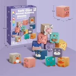 Cute Cartoon Children's Puzzle Puzzle Assembly Mga Laruan para sa Mga Sanggol Mga Bata Cognitive Relief Soft Rubber Block Bathing Toy