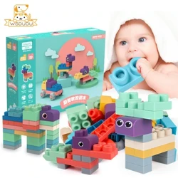 Store bløde byggeklodser pe gummi Safe Stackable mursten Stort puslå legetøj Toddler DIY Game Baby Construction Cubes Børn gave